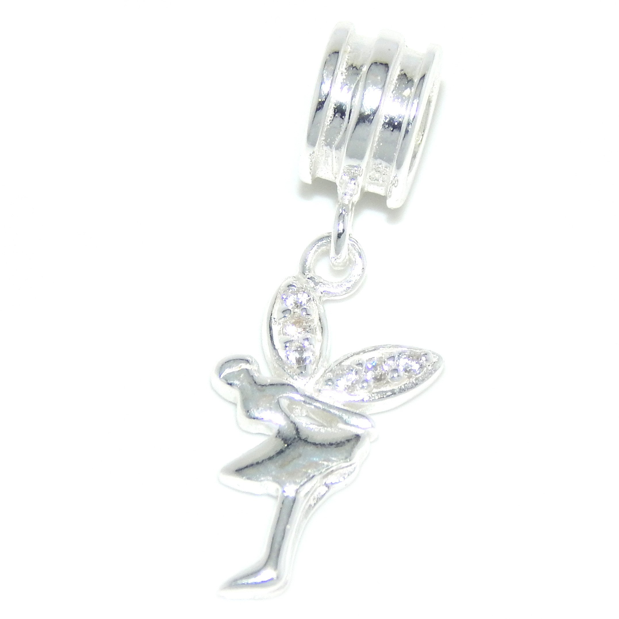 925 Silver Fairy Charm with Crystals - Perfect for Jewelry Making & DIY Crafts