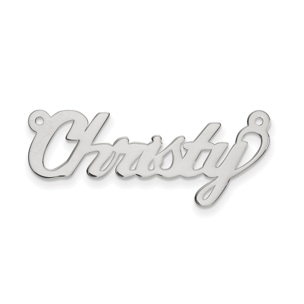 14K Solid White Gold Name Plate Pendant Charm - 0.013 Gauge Personalized Jewelry for Necklace, Bracelet & Gift Giving