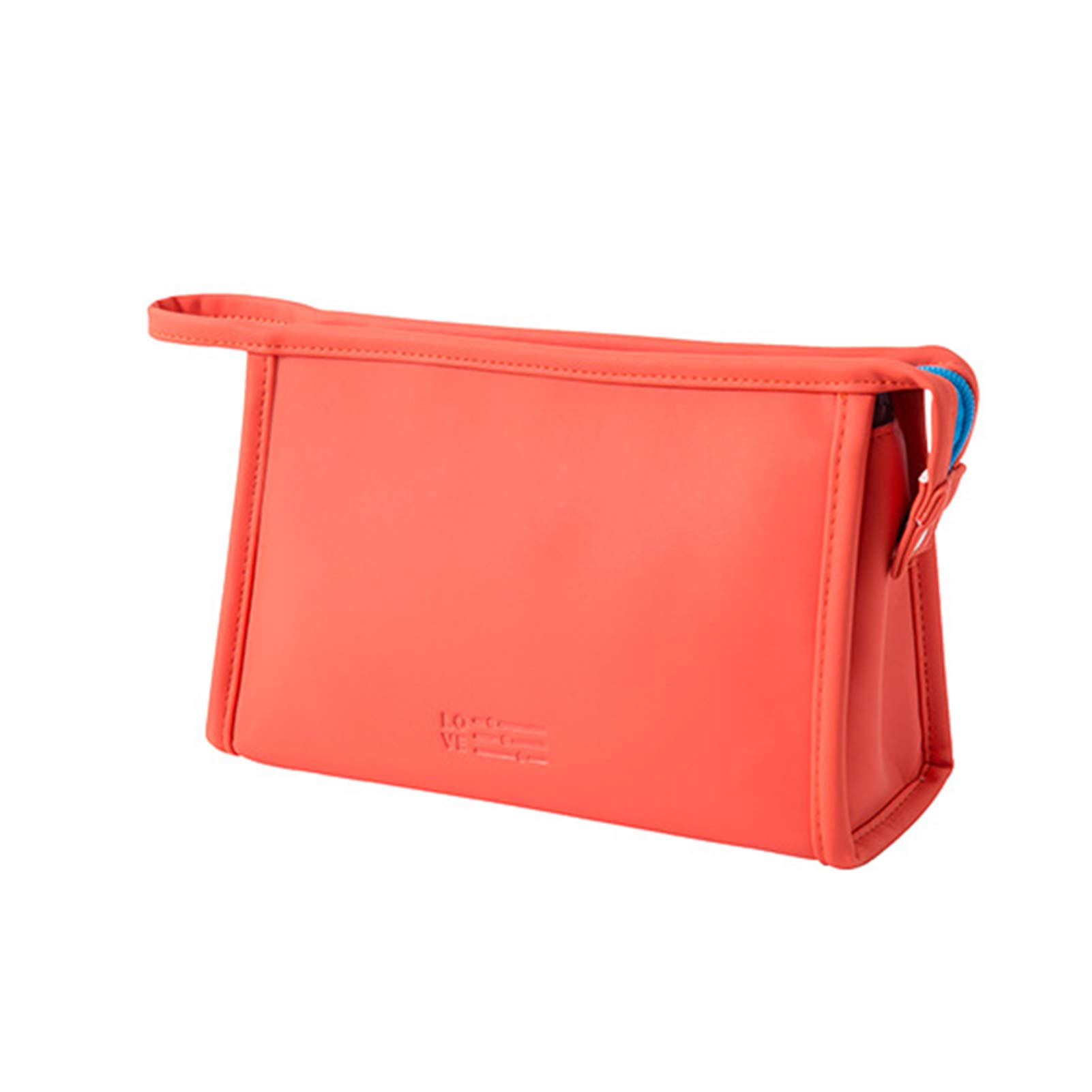 Waterproof Large Capacity Makeup Bag - Solid Color Cosmetic Case for Travel, Party & Office | Citrus Red | Compact & Stylish Organizer for Cosmetics, Brushes & Toiletries