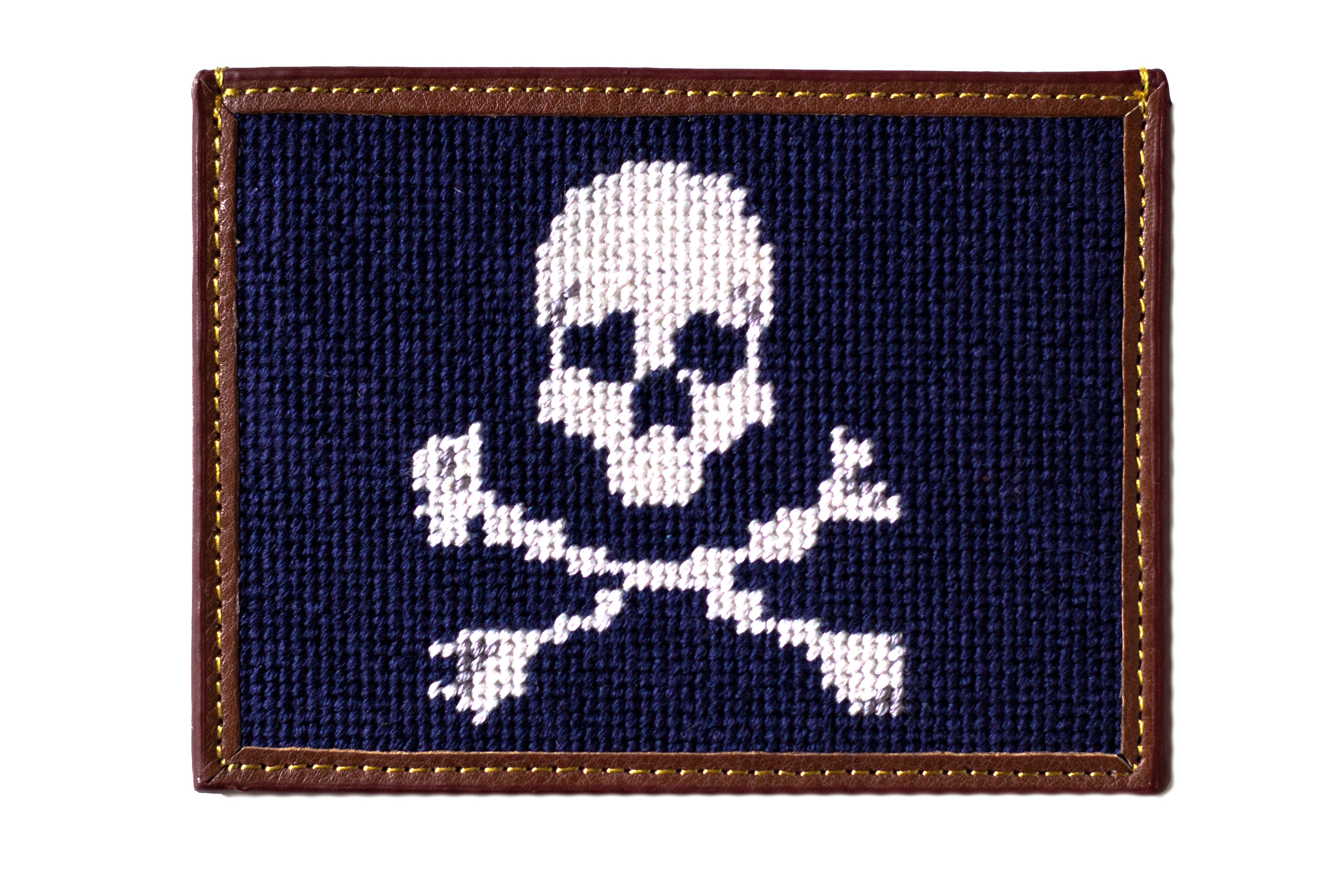 Jolly Roger Needlepoint Card Wallet - Stylish Pirate Themed RFID Blocking Credit Card Holder for Men & Women - Perfect for Travel, Everyday Use & Gift Giving