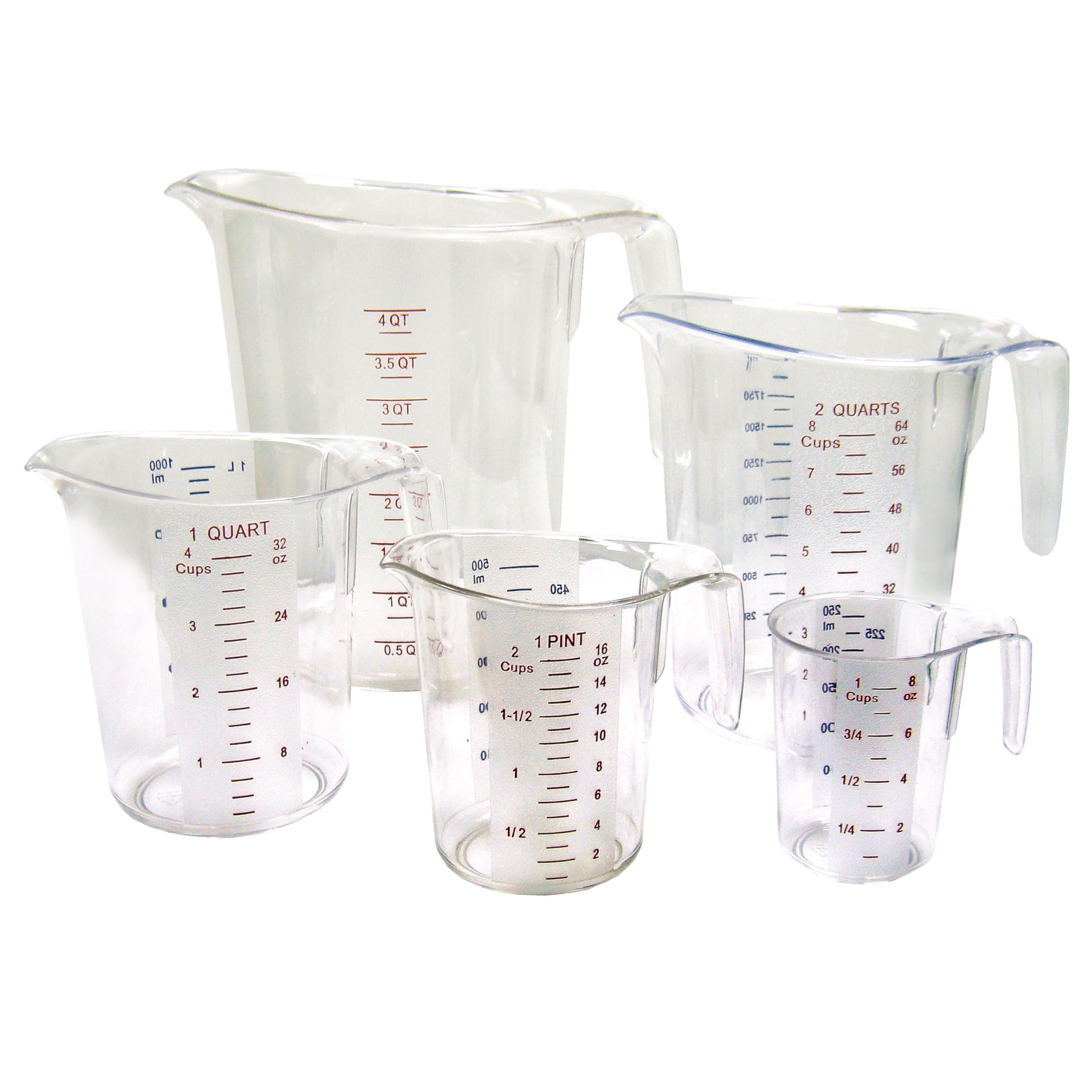 Winco 5-Piece Clear Polycarbonate Measuring Cup Set for Baking, Cooking & Liquid Measurement - Essential Kitchen Tool for Home Bakers & Professional Chefs