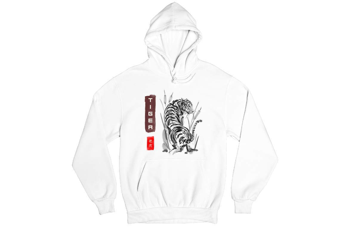 Japanese Tiger Watercolor Art Hoodie - Unique Humor Design Cotton Sweatshirt for Men & Women | Perfect for Casual Wear, Street Fashion, and Anime Lovers