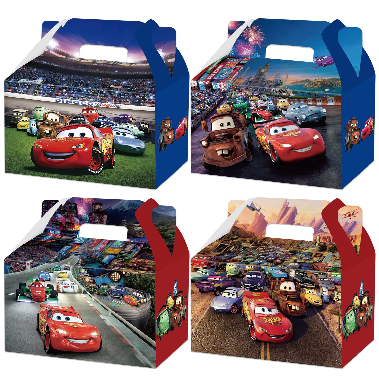 16-Piece Cars Themed Party Decorations Set - Gift Boxes, Bags & Lollipop Holders for Birthday Parties, Baby Showers & Themed Events