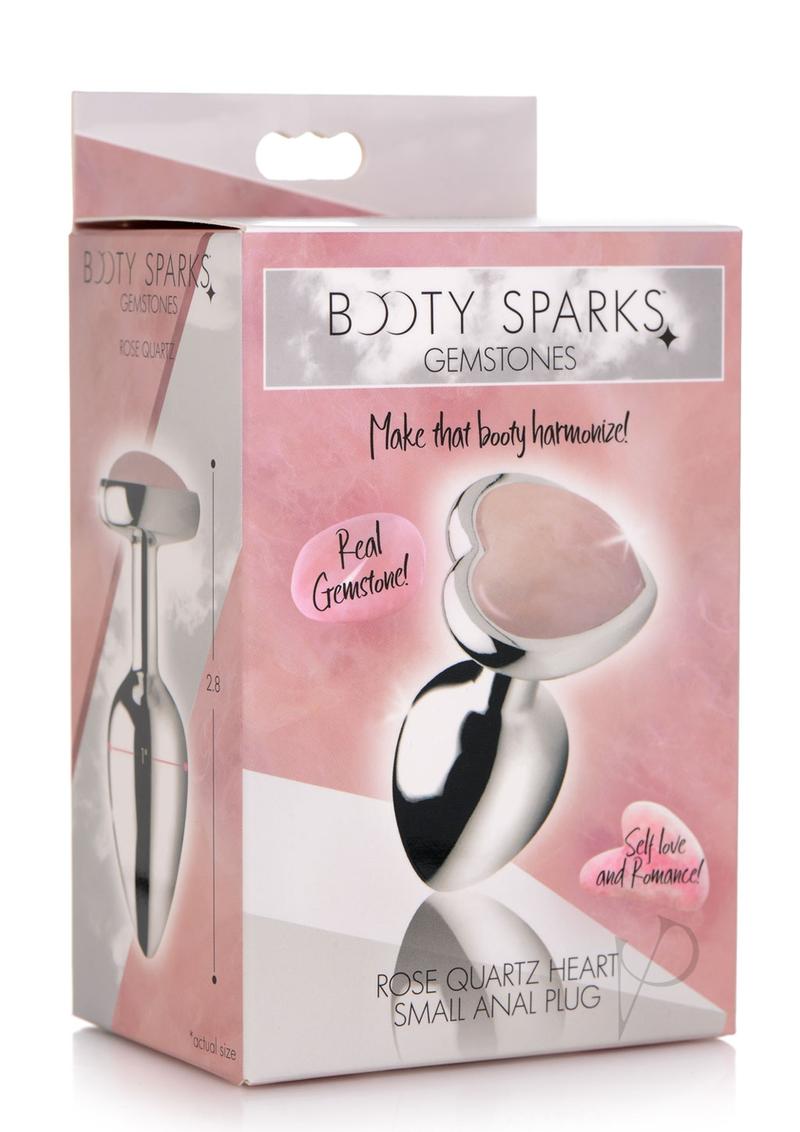 Booty Sparks Gemstones Rose Quartz Heart Anal Plug - Small Size, Pink - Perfect for Sensual Play & Couples Intimacy