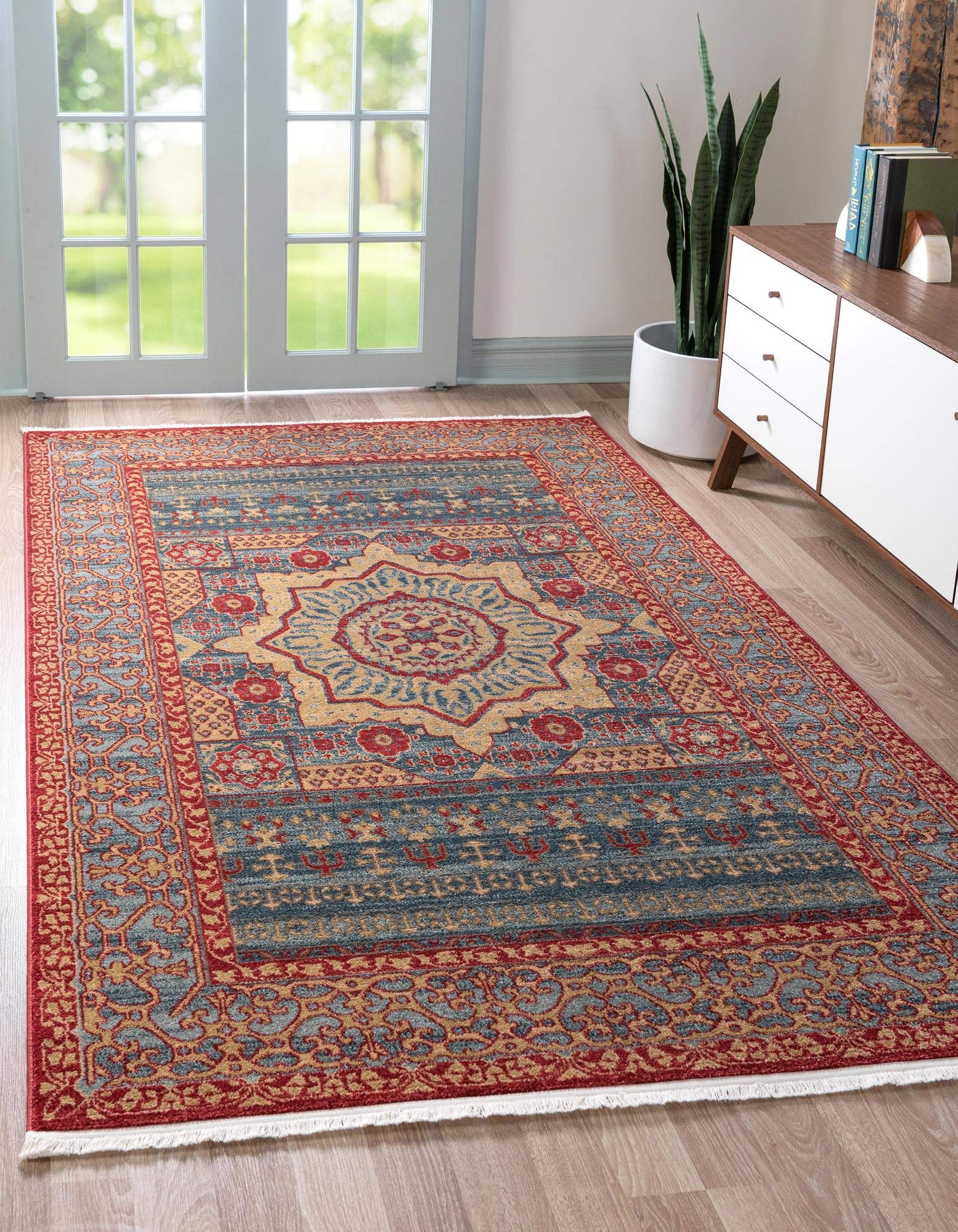 Amina Collection 6' x 9' Navy Blue Flatweave Rug - Soft & Durable for Living Room, Dining Area | Perfect for Modern Homes & Open Floor Plans