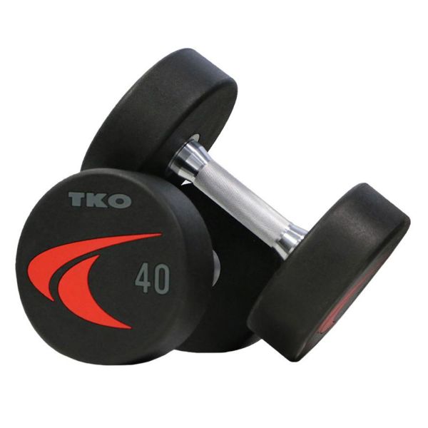 TKO 5 50lb Signature Urethane Dumbbell Set - Premium Home Gym Equipment for Strength Training & Weightlifting - Perfect for Home Workouts, CrossFit, and Fitness Enthusiasts