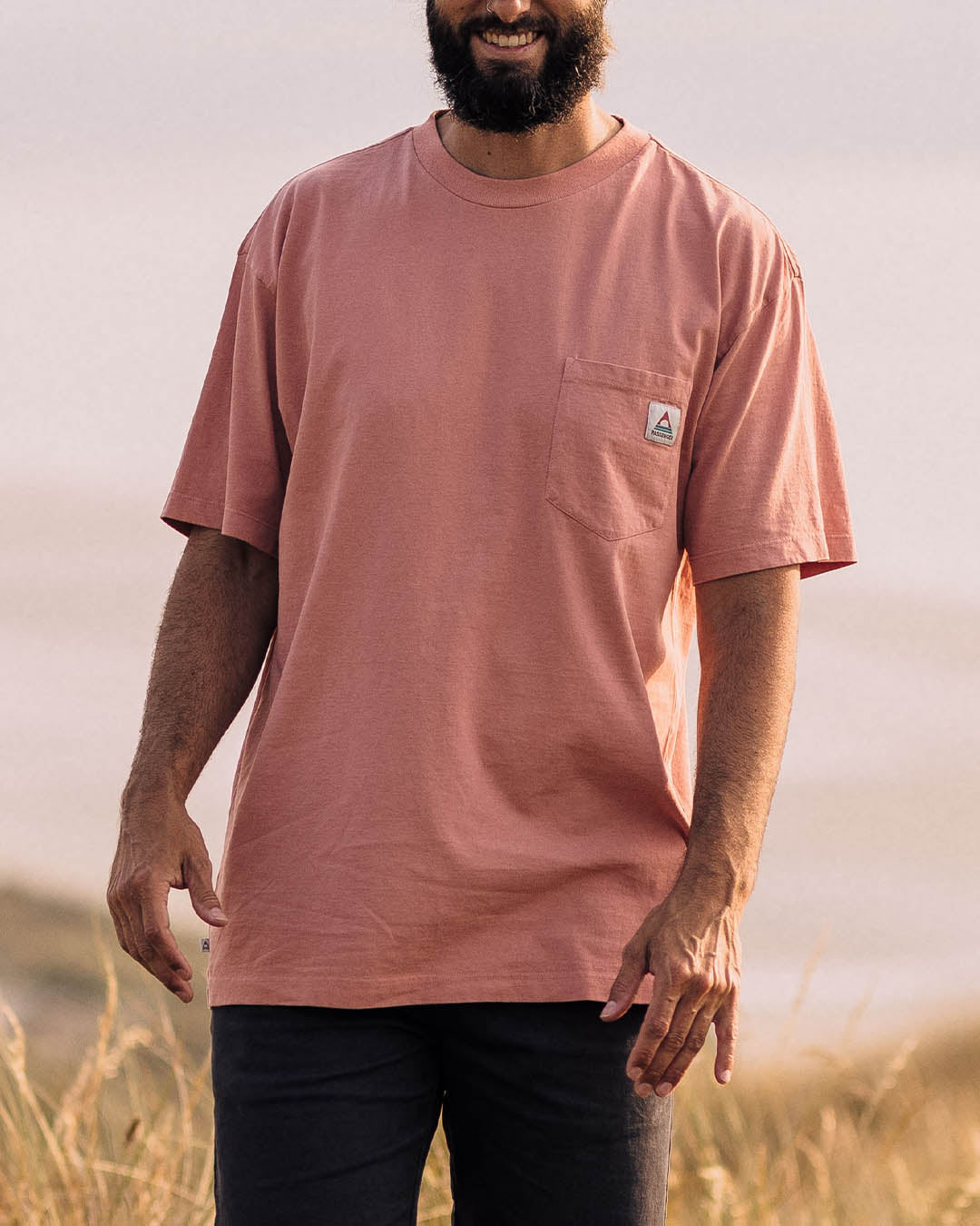 Heritage Recycled Relaxed Fit T-Shirt for Men - Soft Peach Cotton Vintage Tee - Casual Wear, Street Style, Everyday Comfort