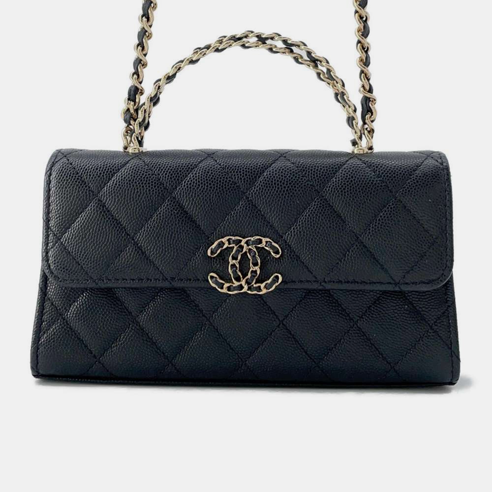 Luxury Black Caviar Leather Matelasse Phone Case Bag - Elegant Crossbody Purse for iPhone & Samsung | Perfect for Parties, Dating & Evening Events