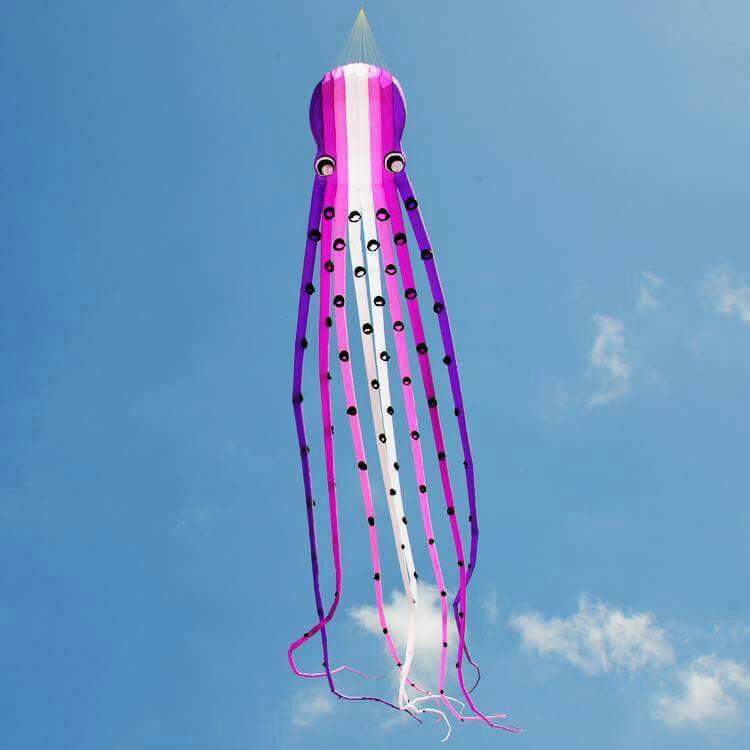 15m Octopus Inflatable Kite - Large Purple Flying Kite for Beach, Park & Outdoor Activities - Perfect for Family Fun, Kids Play & Summer Adventures