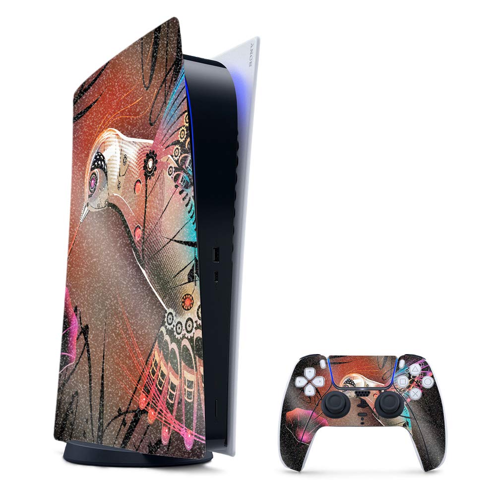 Premium Glossy Glitter Gaming Skin for PS5 & Playstation 5 Digital Edition - Cyborg Nature Design | Durable High-Gloss Finish | Easy to Apply & Remove | Made in USA | Perfect for Gaming Setups & Console Protection