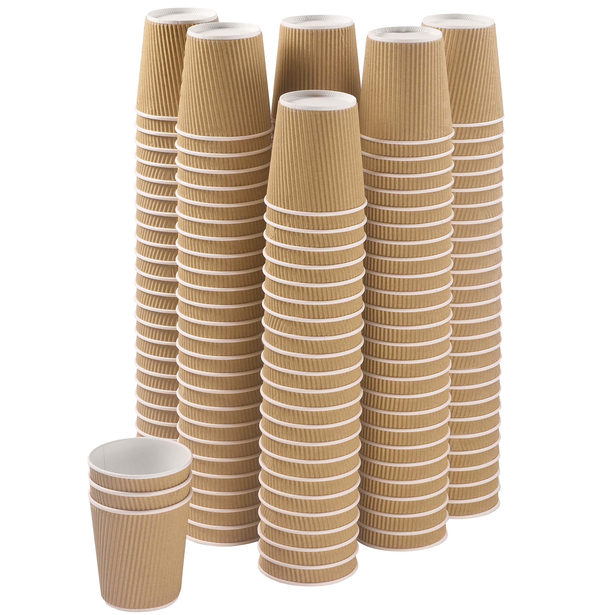 NYHI 150-Pack 6 oz Ripple Kraft Paper Cups - Brown Insulated Disposable Coffee Cups for Hot & Cold Drinks - 3-Layer Rippled Design for Cappuccino, Hot Cocoa, Iced Coffee - Perfect for Cafes, Offices & Home Use