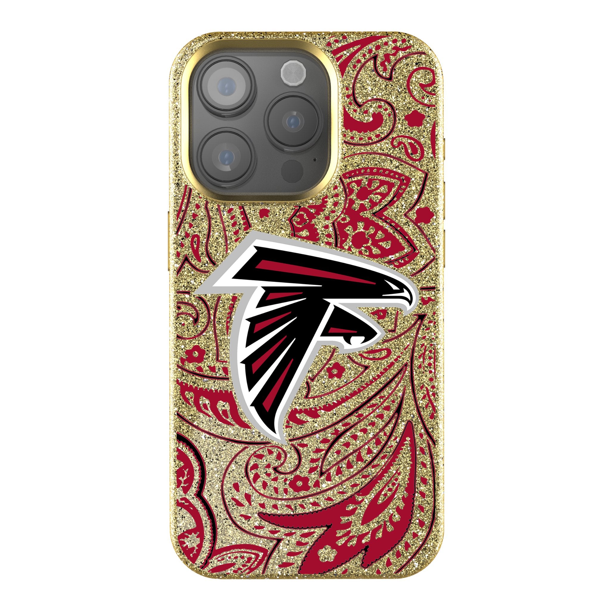 Atlanta Falcons Paisley Bling Rhinestone Phone Case for iPhone & Samsung - Stylish NFL Team Protective Cover for Football Games & Fan Events