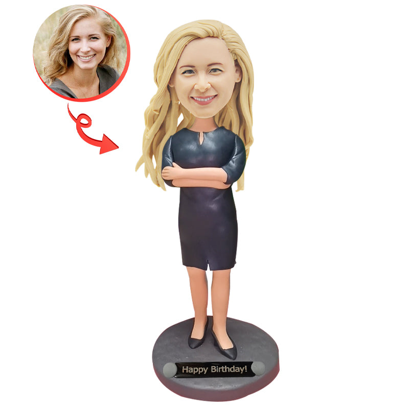 Custom Female Supervisor Bobblehead - Personalized Office Desk Decor - Perfect for Boss Gifts, Work Anniversaries & Corporate Events