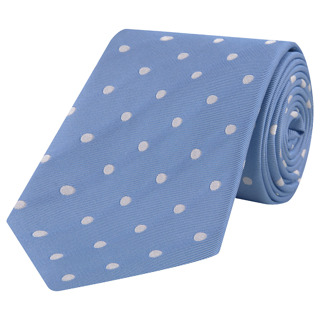 Premium Blue Churchill Spot Woven Silk Necktie for Men - Elegant Formal Business & Wedding Accessories