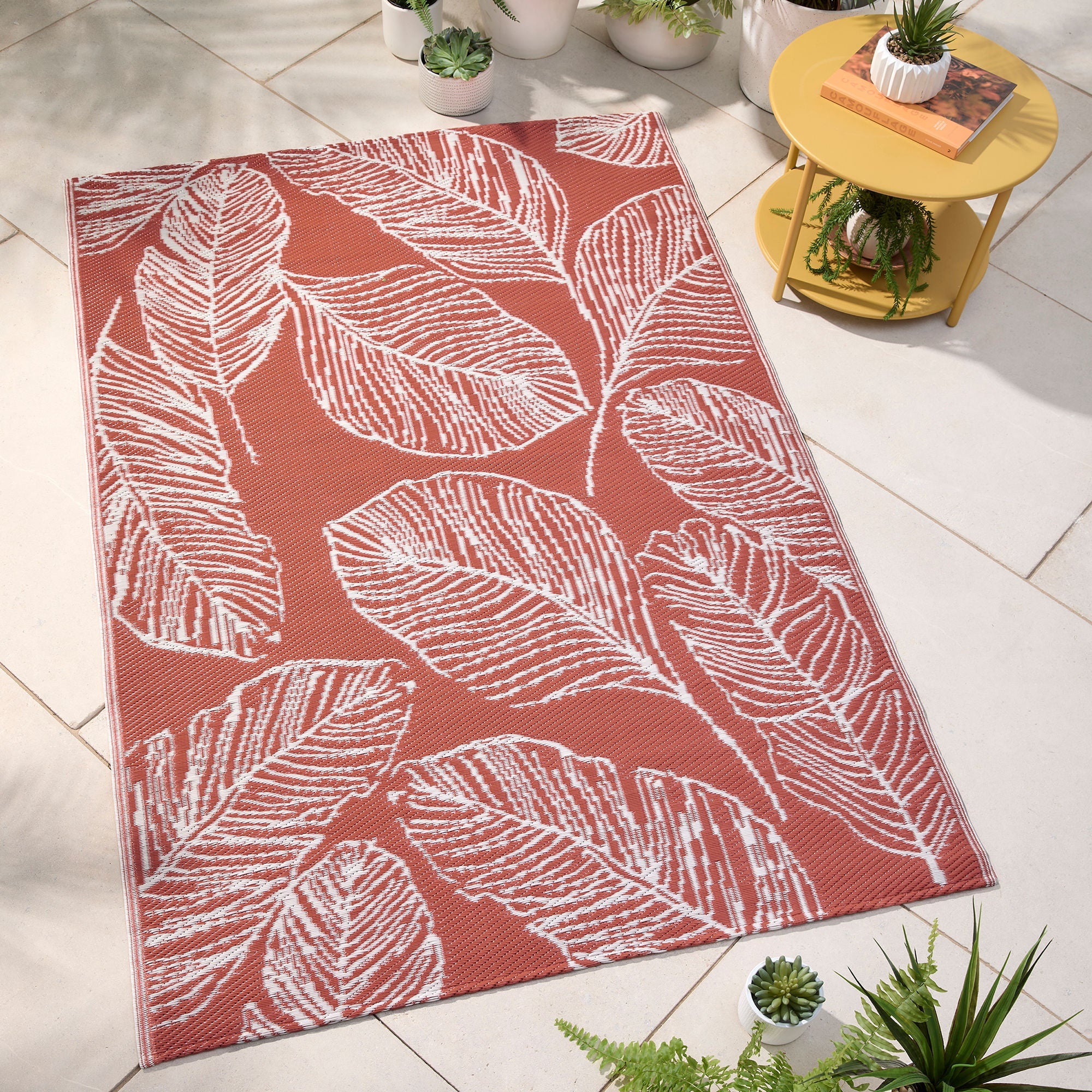Fusion Matteo Outdoor Rug in Terracotta - Waterproof & Durable for Patio, Deck, Garden - Perfect for Backyard, Poolside & Outdoor Entertaining