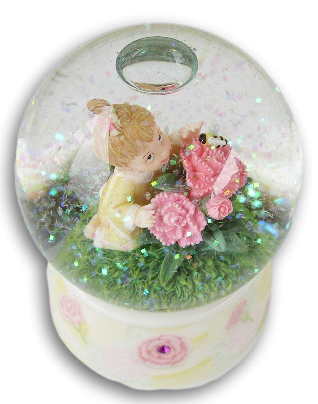 Twinkle Water Globe with Carnations & Bumblebee - 3.5