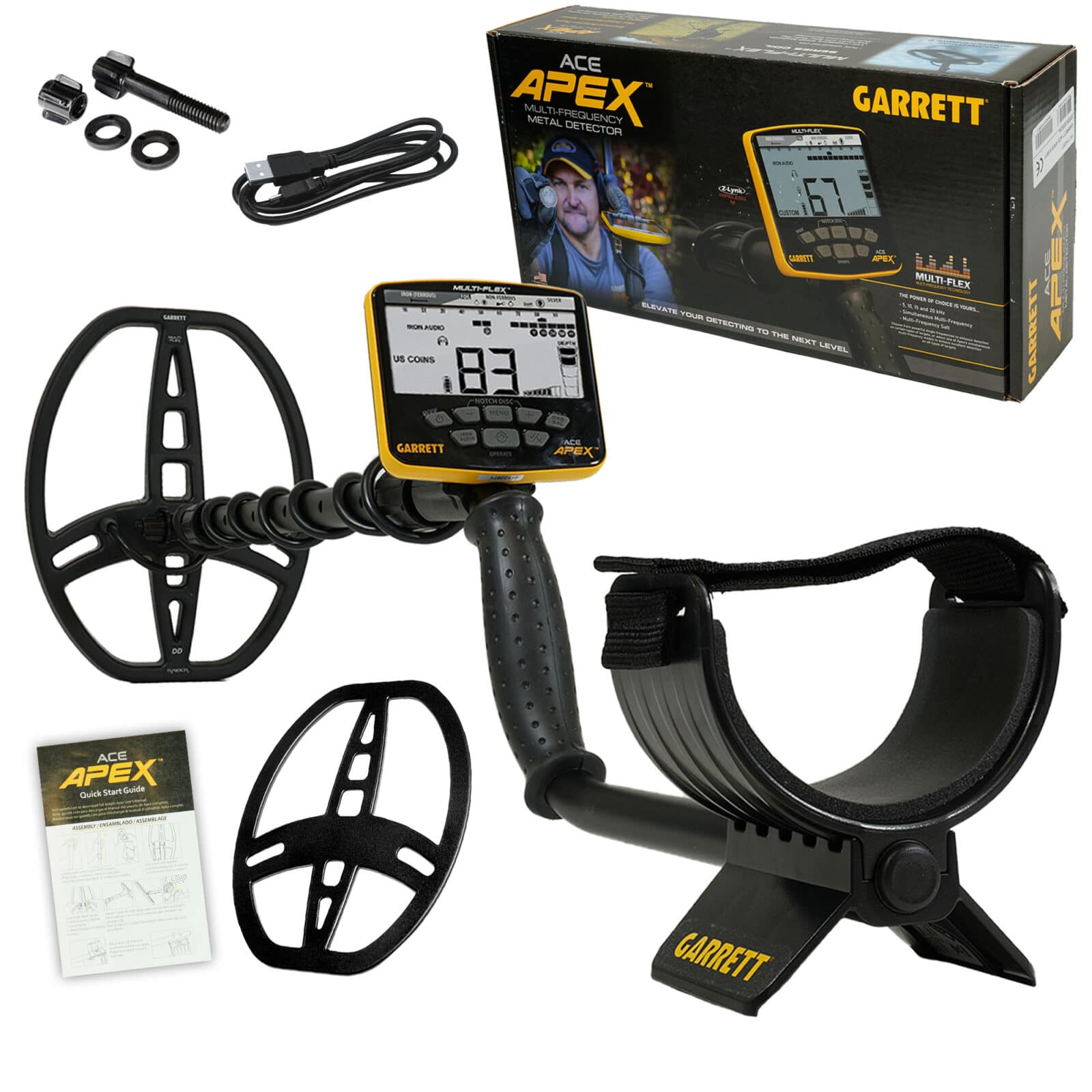 Garrett ACE APEX Metal Detector with 8.5 x 11 Multi Flex Raider Coil - Professional Waterproof Metal Detecting Equipment for Treasure Hunting, Beach & Gold Prospecting - Military Discount Available