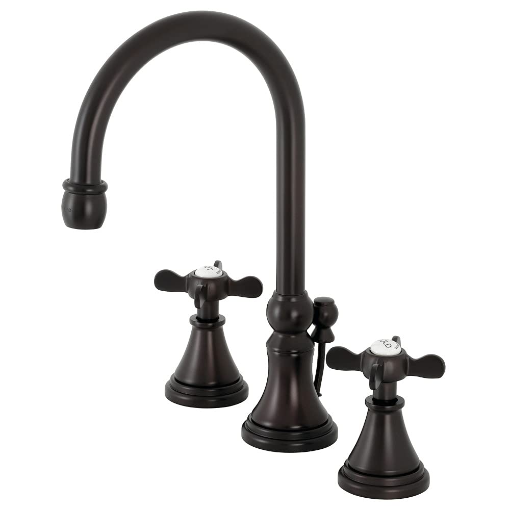 Kingston Brass KS2985BEX Essex Widespread Bathroom Faucet with Brass Pop-Up Drain, Oil Rubbed Bronze Finish - 11 x 6.31 x 11.5 Inches - Perfect for Modern Bathroom Vanities and Powder Rooms