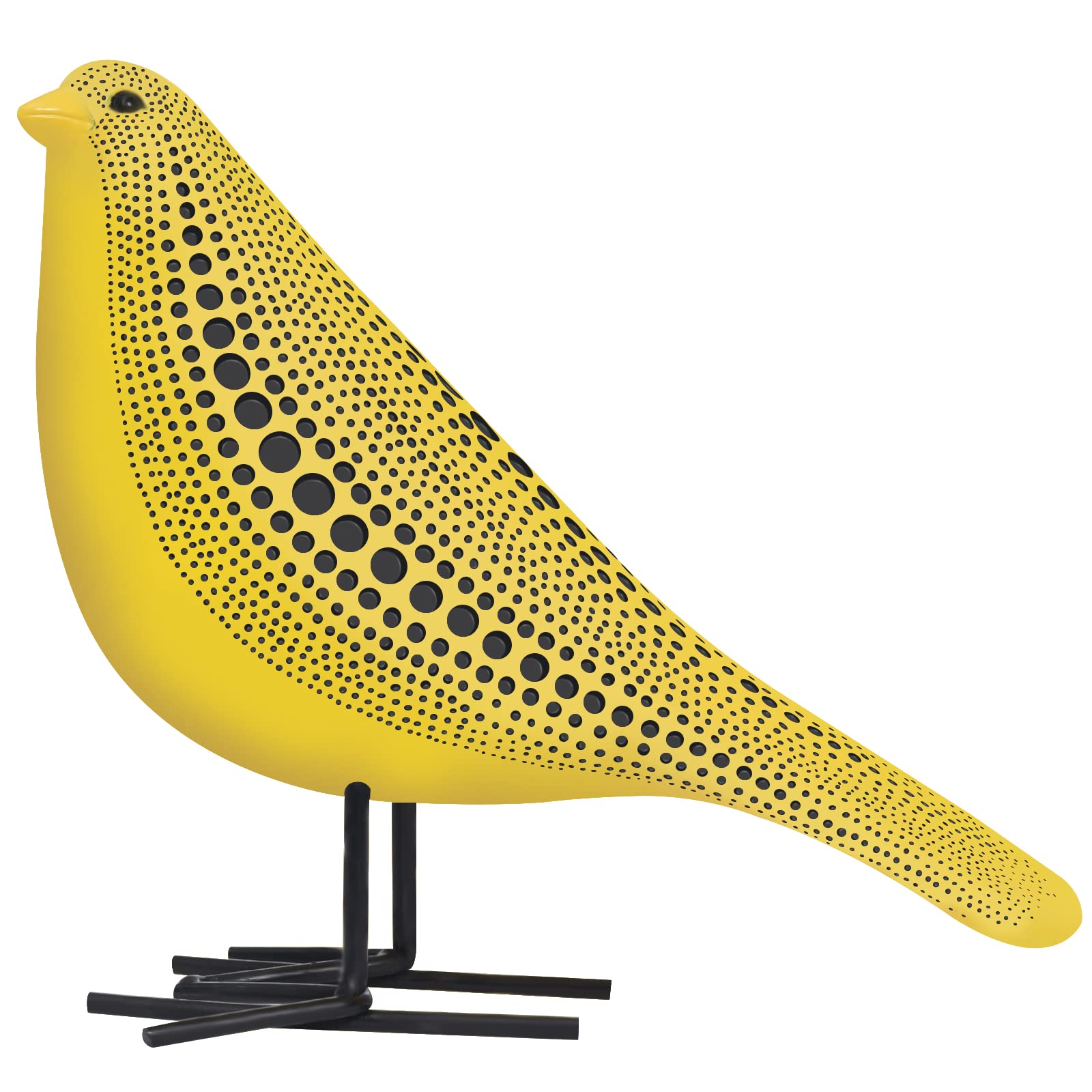 Stylish Yellow Polka Dot Resin Bird Figurine - Home Decor Sculpture for Coffee Table, Desk, TV Stand & Dining Table | Perfect for Boho Chic, Farmhouse & Modern Interior Design