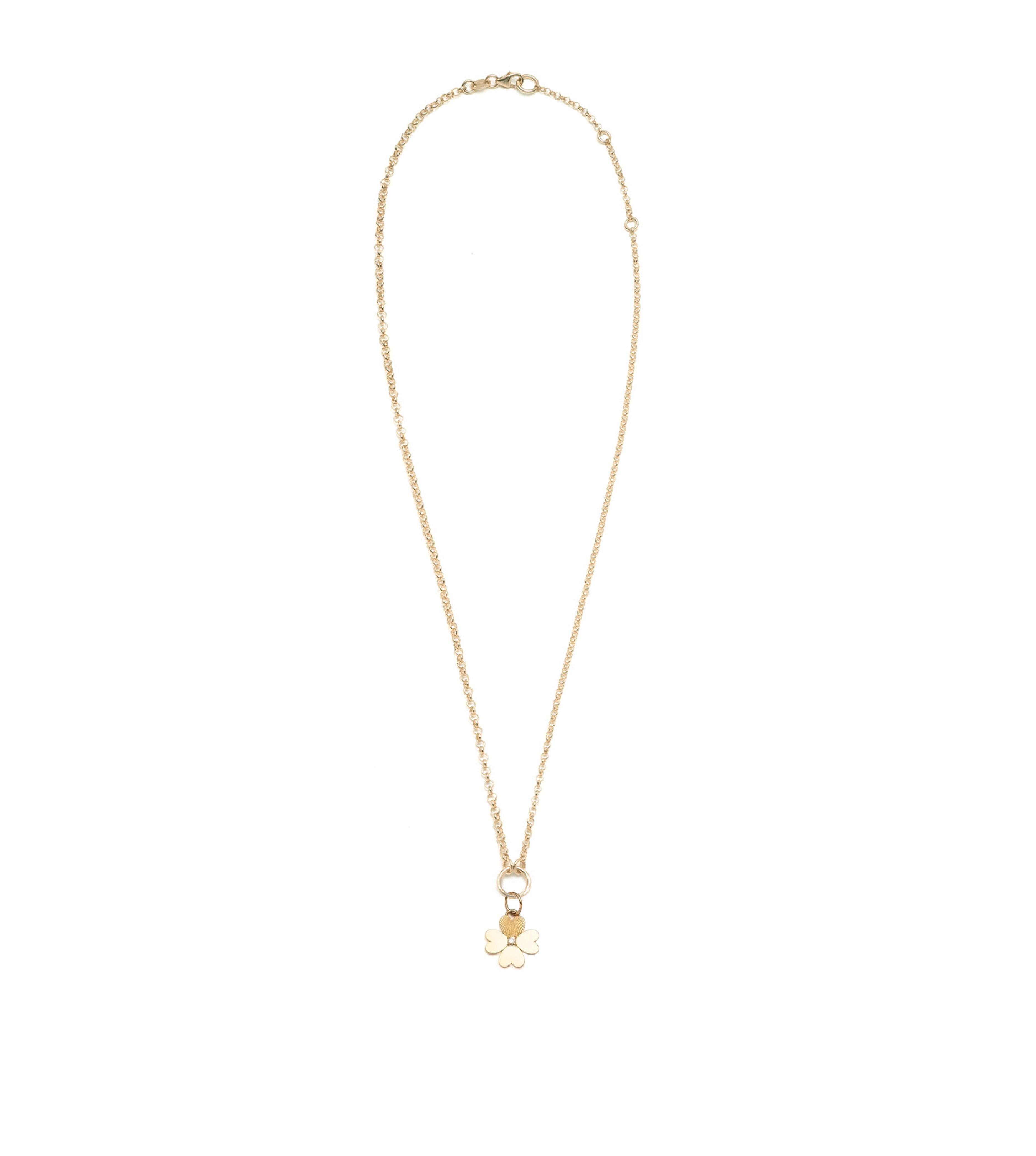 Four Leaf Clover Engravable Miniature Medallion Fine Belcher Chain Necklace - Perfect for Gift Giving, Anniversary & Everyday Wear