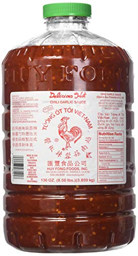 Huy Fong Chili Garlic Sauce - 8.5 lb (136 oz) Bulk Pack of 5 - Spicy Garlic Condiment for Cooking, Stir Fry, Dipping & Asian Cuisine