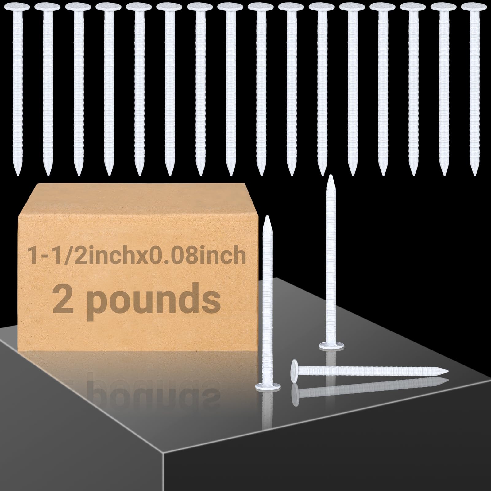 Tandefio White Panel Nails - 304 Stainless Steel Finishing Nails (1-1/2 Inch, 2 LB) - Rust Resistant for Interior & Exterior Use - Perfect for Home Improvement, Woodworking, and Industrial Applications