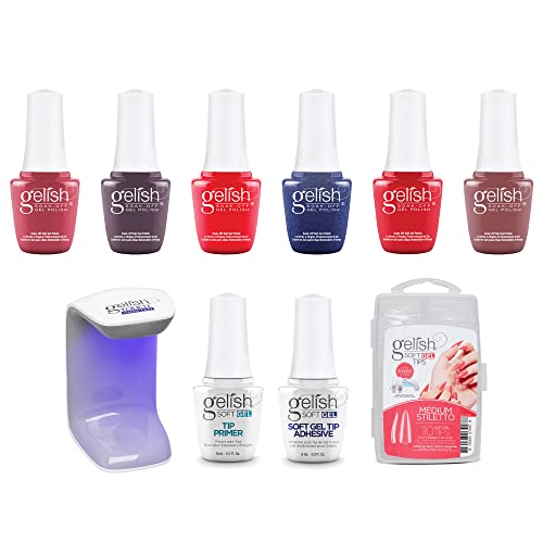 Gelish Nail Polish Set - 6 Pack Soak Off Gel Nail Polish Kit with Base & Top Coat - Long Lasting Salon Quality Gel Nail Polish for Manicure & Pedicure at Home or Professional Use