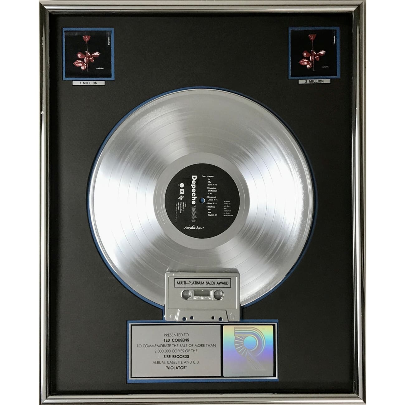 Depeche Mode Violator 2x Multi Platinum Album Award - Certified RIAA Gold Record - Perfect for Music Collectors & Home Decor