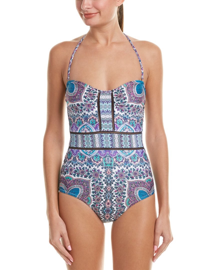 Nanette Lepore Women's Paros Paisley Seductress One Piece Swimsuit - Stylish Floral Print Bathing Suit for Beach, Pool & Vacation | Plus Size Swimwear for Women