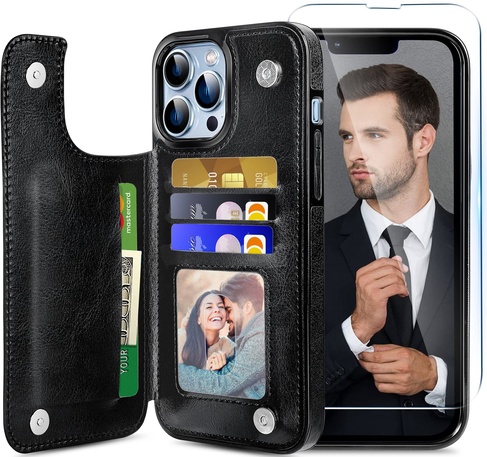Premium PU Leather Wallet Case for iPhone 13 Pro Max (6.7