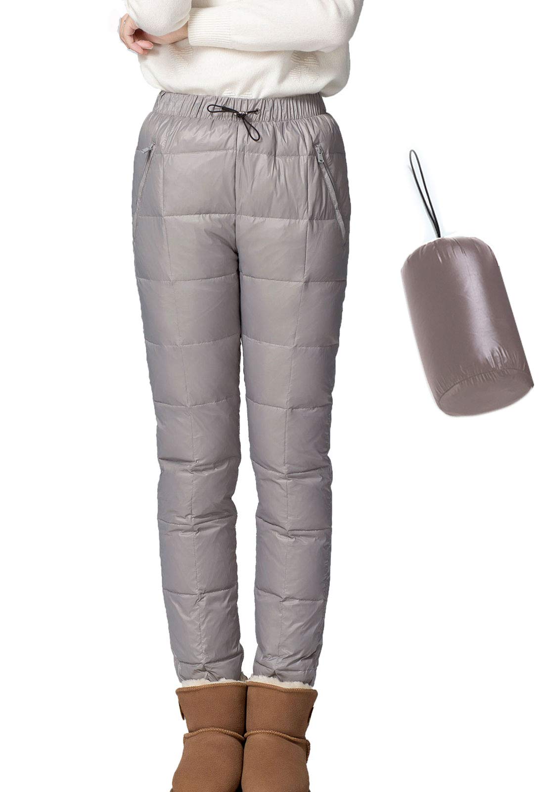 Flygo Women's Packable Winter Warm Snow Pants - Waterproof Insulated Ski Trousers with Utility Pockets for Cold Weather | Perfect for Skiing, Snowboarding & Outdoor Winter Activities