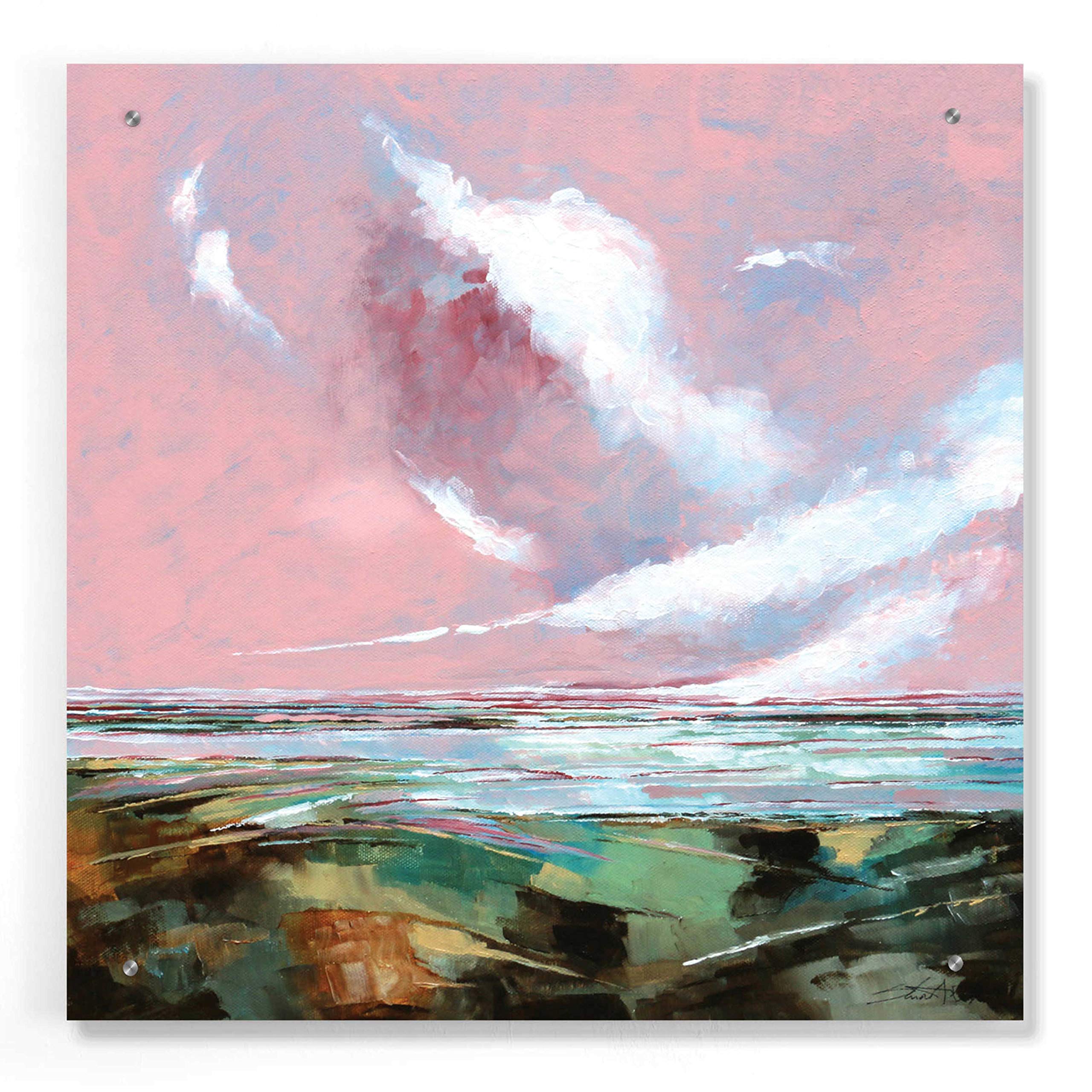 Stuart Roy 'Pink Skies I' Acrylic Glass Wall Art - 24x24 Inch Modern Abstract Painting for Living Room, Bedroom & Office Decor