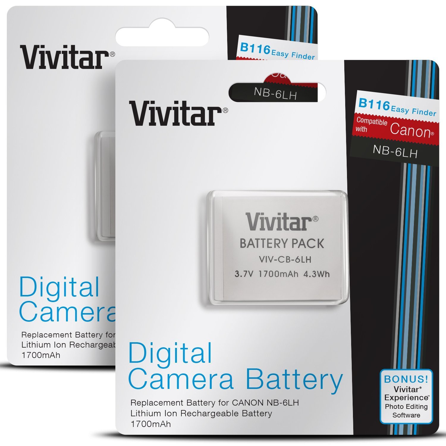(2 Pack) Vivitar NB-6L NB-6LH Replacement Batteries for Canon PowerShot Cameras - Compatible with SX620 HS, SX610 HS, SX710 HS & More - Perfect for Travel Photography & Vlogging