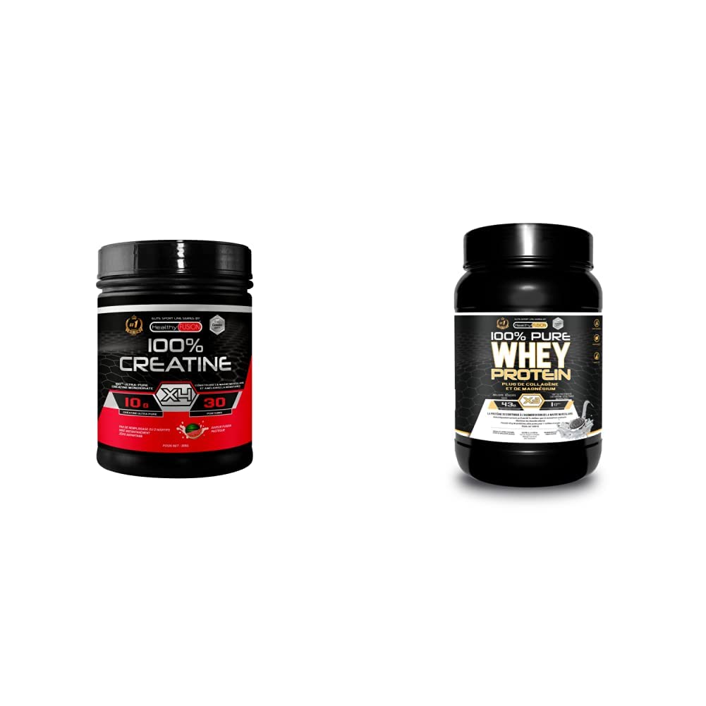 Healthy Fusion Creatine Monohydrate Powder - Pure Micronized Creatine with Vitamin B6 for Muscle Growth & Recovery | Healthy Fusion Whey Protein Supplement with Collagen & Magnesium for Strength Training - Ideal for Pre/Post Workout & Fitness Enthusiasts