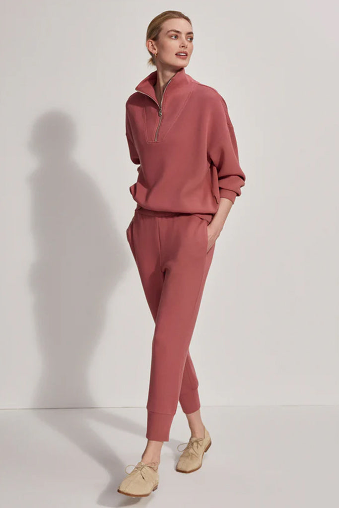 Varley The Slim Cuff Pant 25 - Women's High-Waisted Tapered Ankle Pants in Withered Rose | Comfortable Stretch Work Pants for Office, Travel & Casual Wear