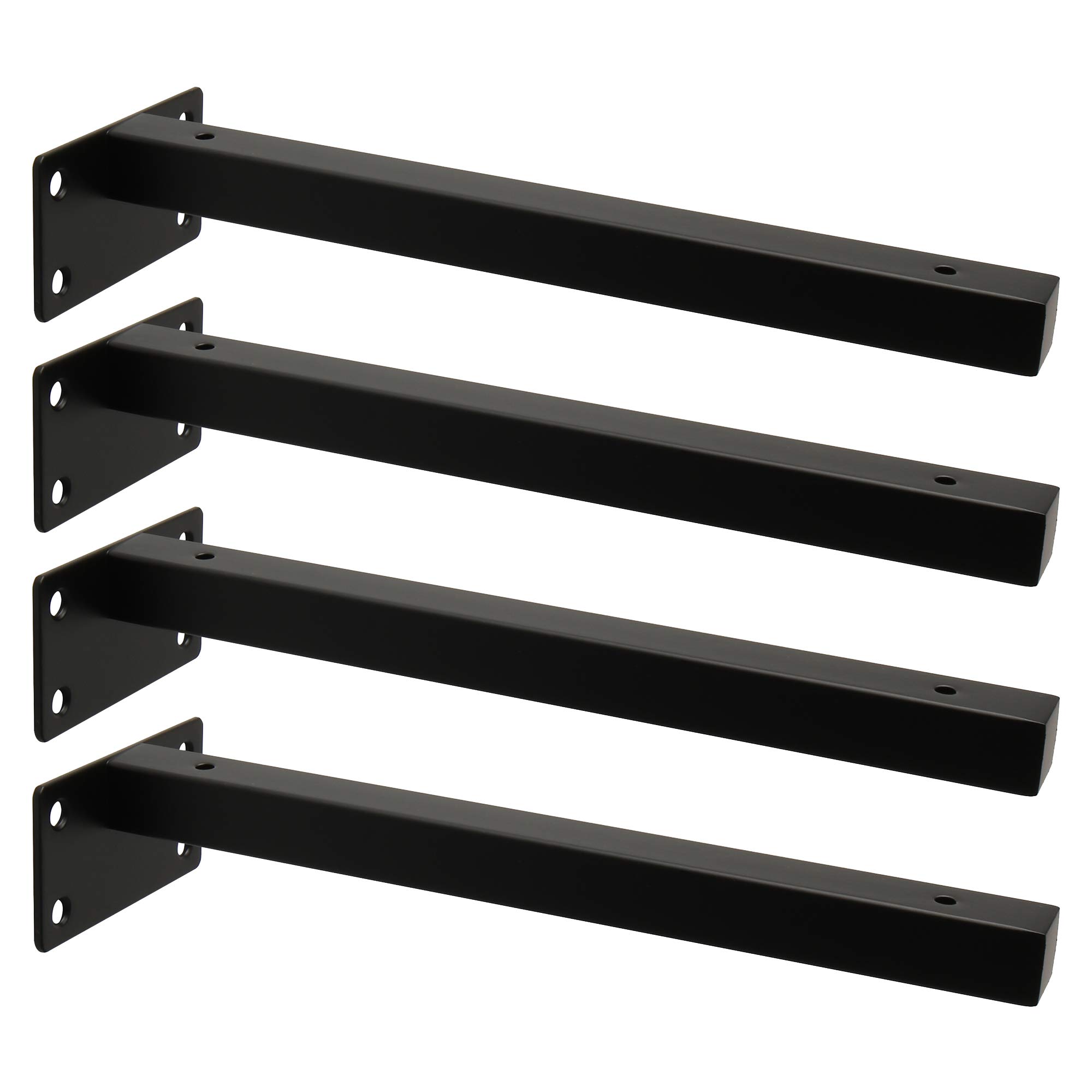 10-Inch Heavy Duty Black T Shelf Brackets for Floating Shelves - Wall Mounted Support Brackets (Pack of 4) - Perfect for Home Office, Kitchen Storage & Bathroom Organization
