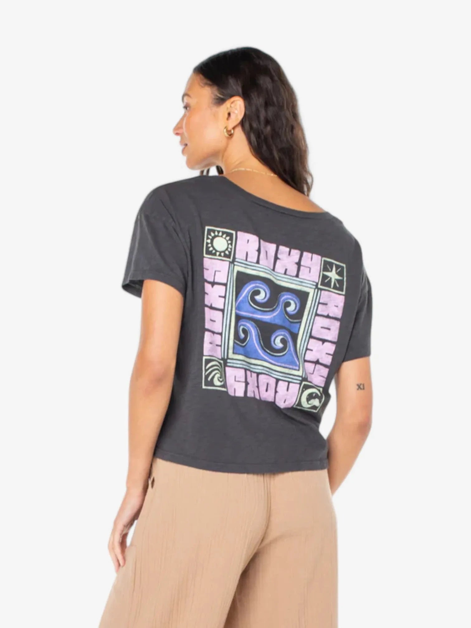 Roxy Wave Block Bwnt Gris T-Shirt for Women - Stylish & Comfortable Casual Wear for Beach, Surfing & Everyday Outfits