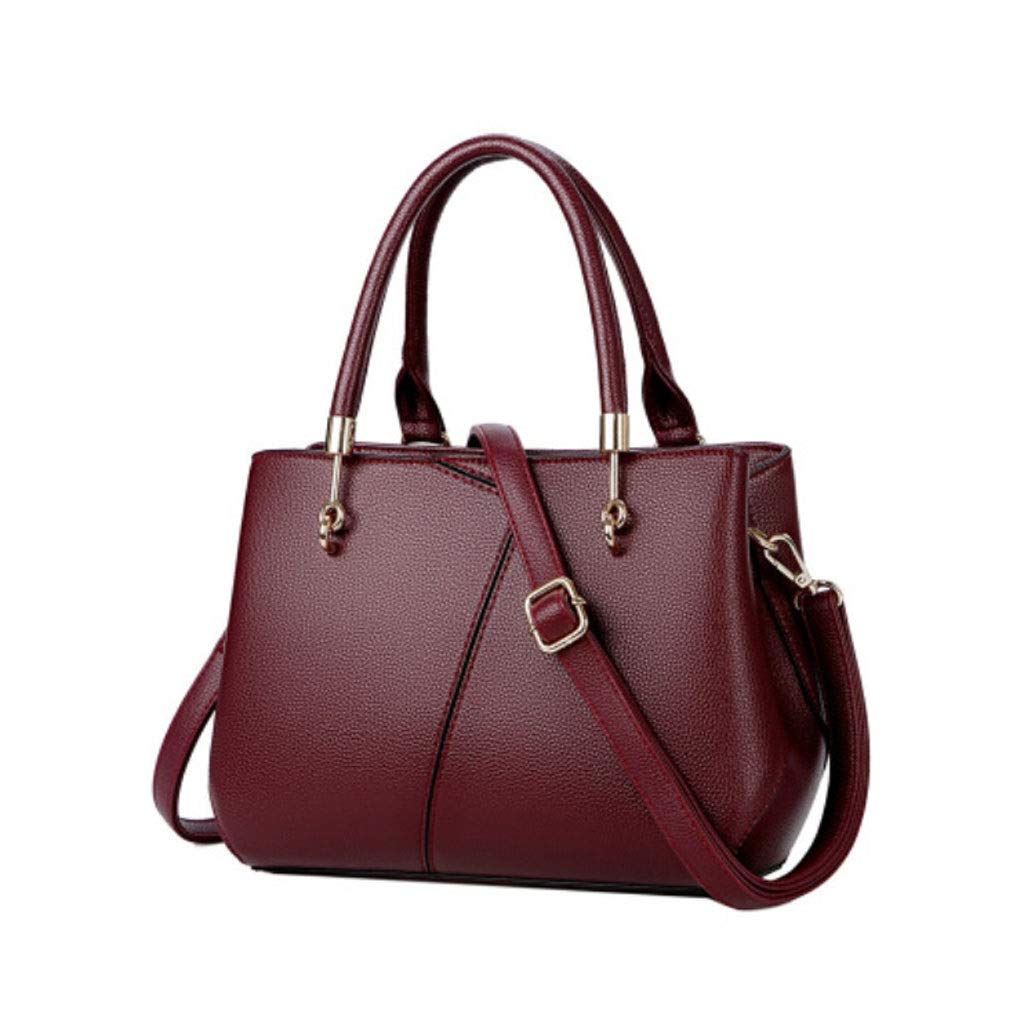 Stylish Women's Large Capacity Cowhide Tote Bag - Fashionable Solid Color Messenger Shoulder Bag for Work, Travel & Daily Use (Purple) - Perfect Gift for Middle-Aged Mothers & Professionals