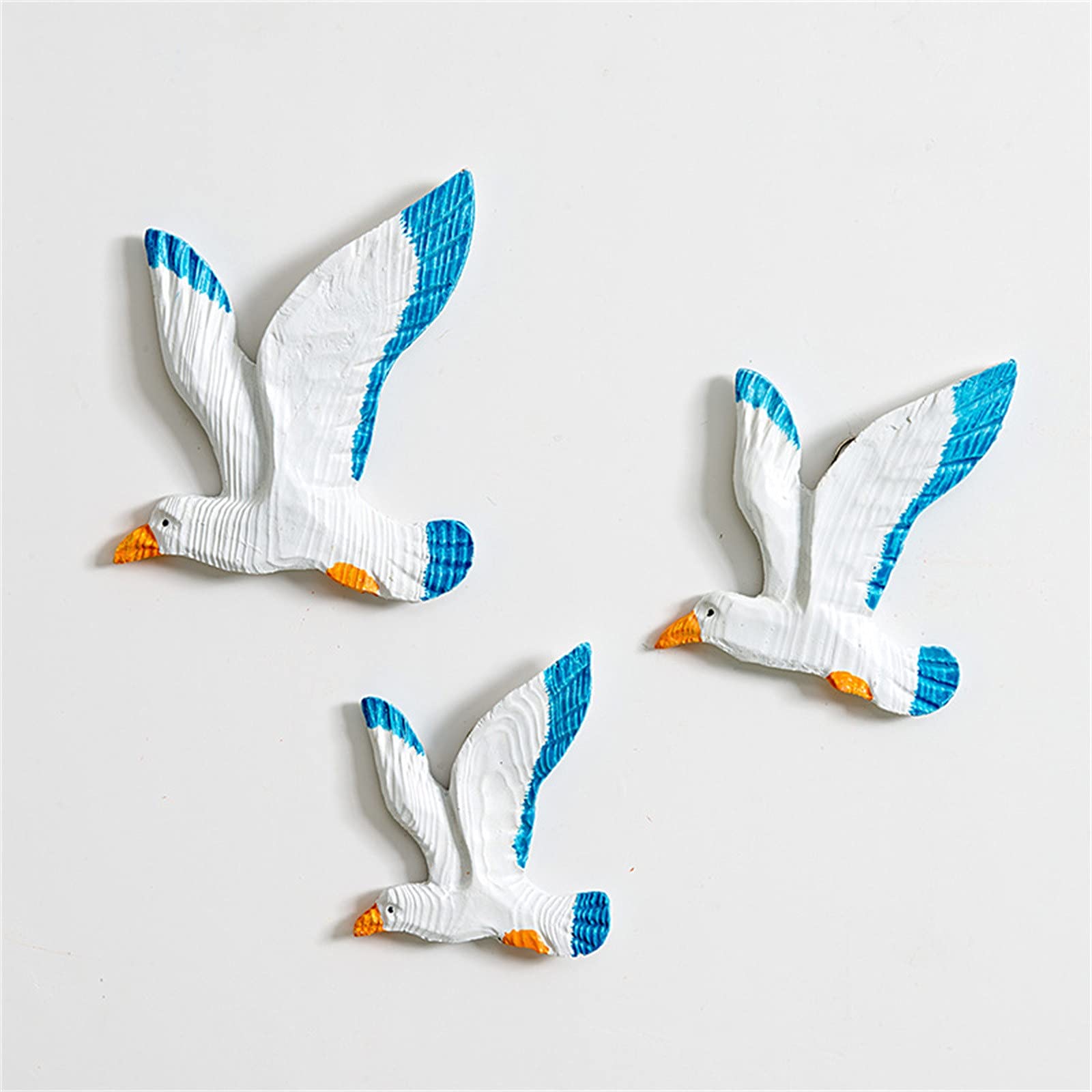 3 Pcs Mediterranean Seagulls Wall Decor - Handmade Resin Nautical Seagull Wall Hanging Art for Beach Theme Bedroom, Coastal Living Room & Bathroom Decor - Perfect for Seaside Home, Vacation House or Ocean-Inspired Interior Design