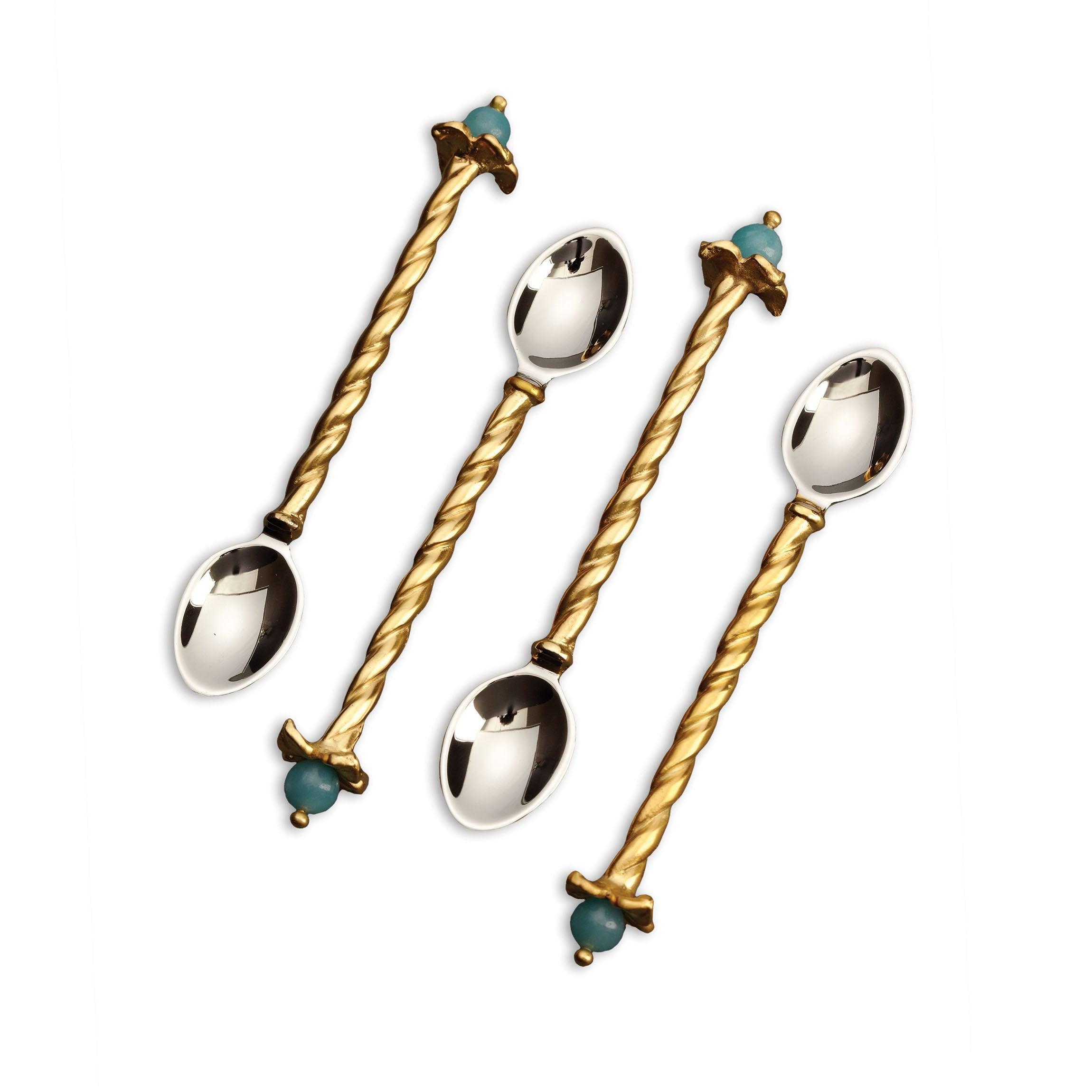 Venise Cocktail Spoons Set of 4 - Elegant Stainless Steel Bar Spoons for Mixing Drinks, Perfect for Cocktail Parties, Home Bars & Bartending