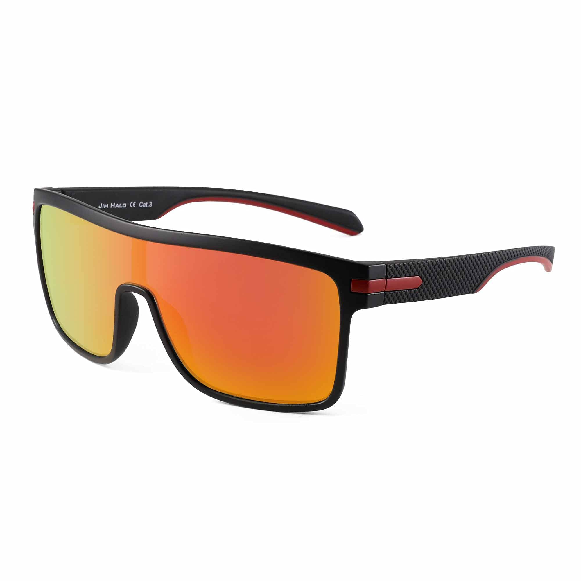 JIM HALO Polarized Shield Sunglasses for Men - Oversized Flat Top Square Frame - UV Protection for Driving, Fishing & Outdoor Activities