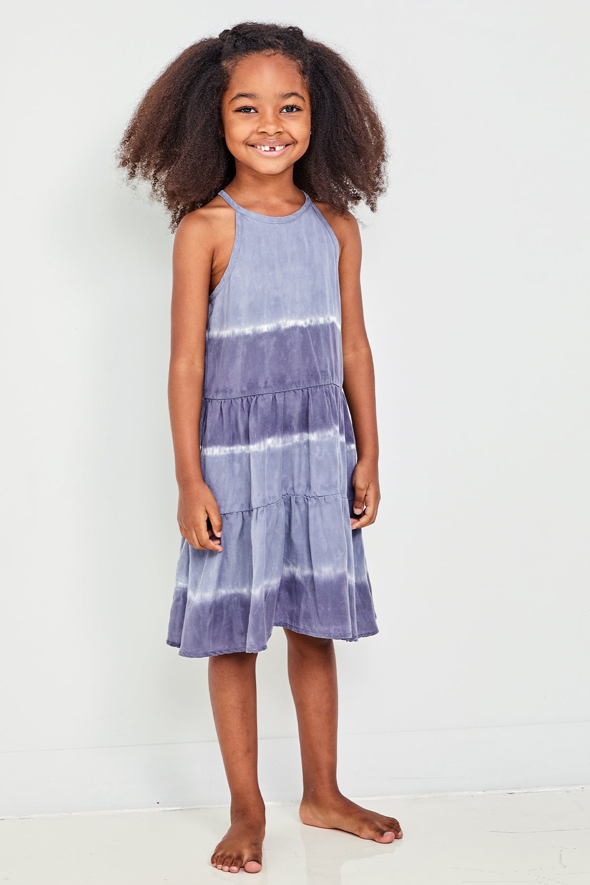 Bella Dahl Girls Indigo Tiered Dress - Size 12 | Flowy Casual Summer Dress for Kids | Perfect for Playdates, Parties & Family Outings