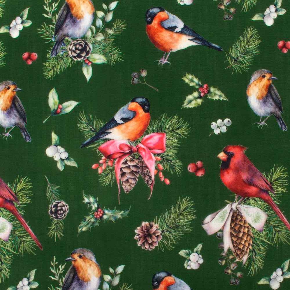 9 x 9 Inch Christmas Print Fabric Swatches - Hope Green Home Decor Fabric for DIY Crafts, Holiday Pillows & Festive Table Runners