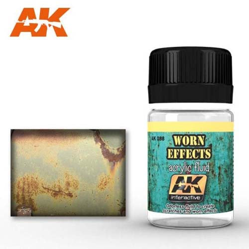 AK Worn Effects Acrylic Fluid Paint for Model Kits - Realistic Weathering & Distressed Finish - Perfect for Scale Models, Miniatures & DIY Craft Projects