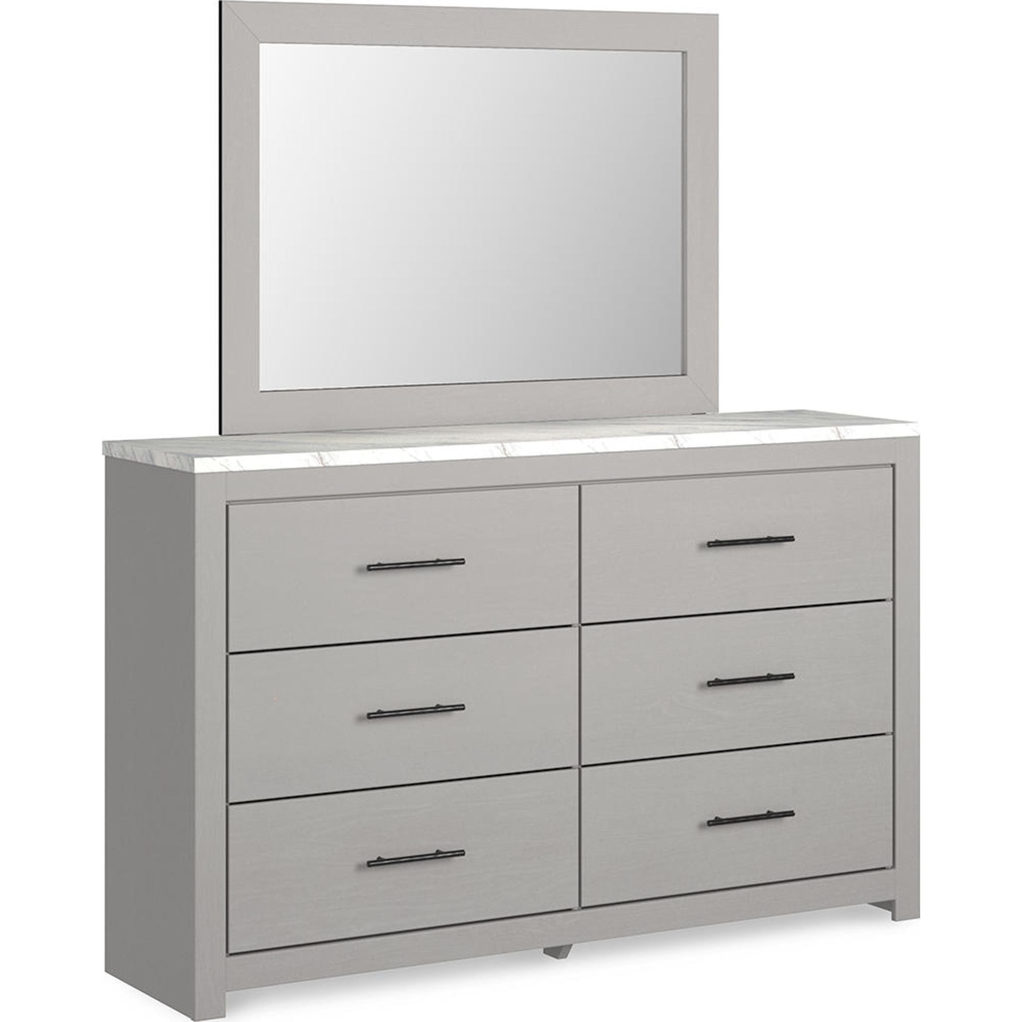 Cottonburg Dresser with Mirror - Light Gray & White Finish for Bedroom & Living Room Storage