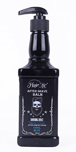 Hairoticmen Cool Blue After Shave Balm for Men - 500ml Soothing Post-Shave Lotion with Sauvage Cologne Scent | Cooling Effect & Burn Relief | All Skin Types | Perfect for Daily Shaving Routine & Gift Giving