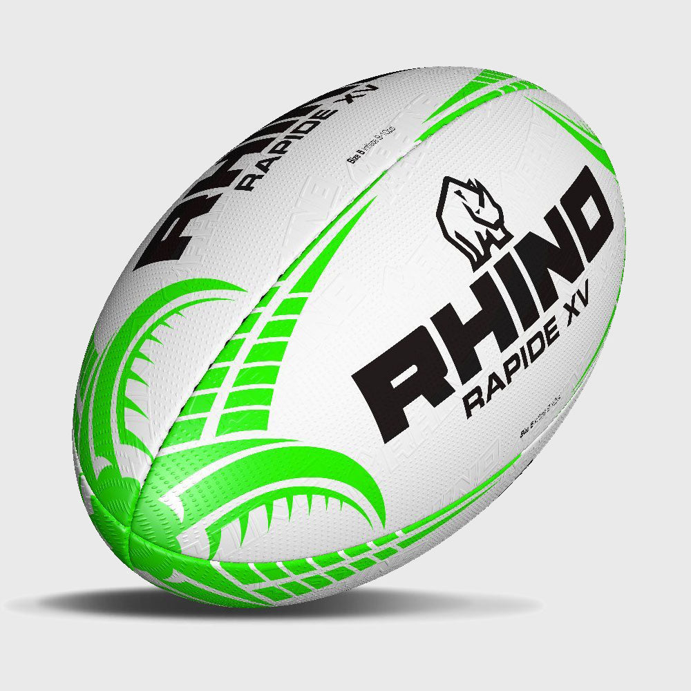 Rhino Rapide XV Training Rugby Ball - Premium White Match Rugby Ball for Practice & Training | Perfect for Rugby Clubs, Schools & Competitive Play