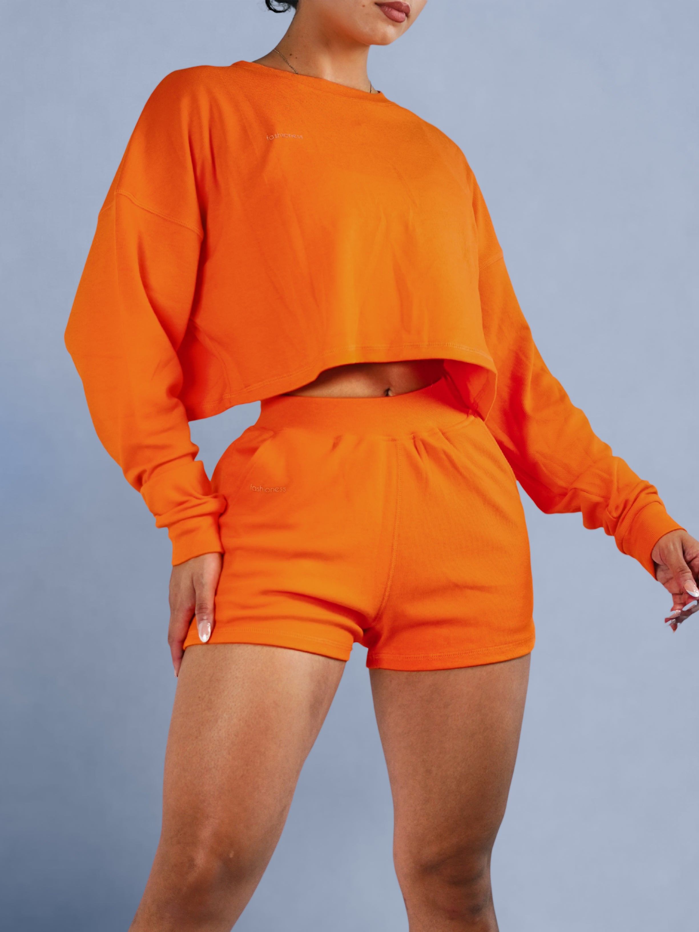 Stylish Lightweight Slit Back Sweatshirt for Women - Orange Sunset Color | Trendy Casual Pullover for Lounge, Streetwear & Everyday Comfort