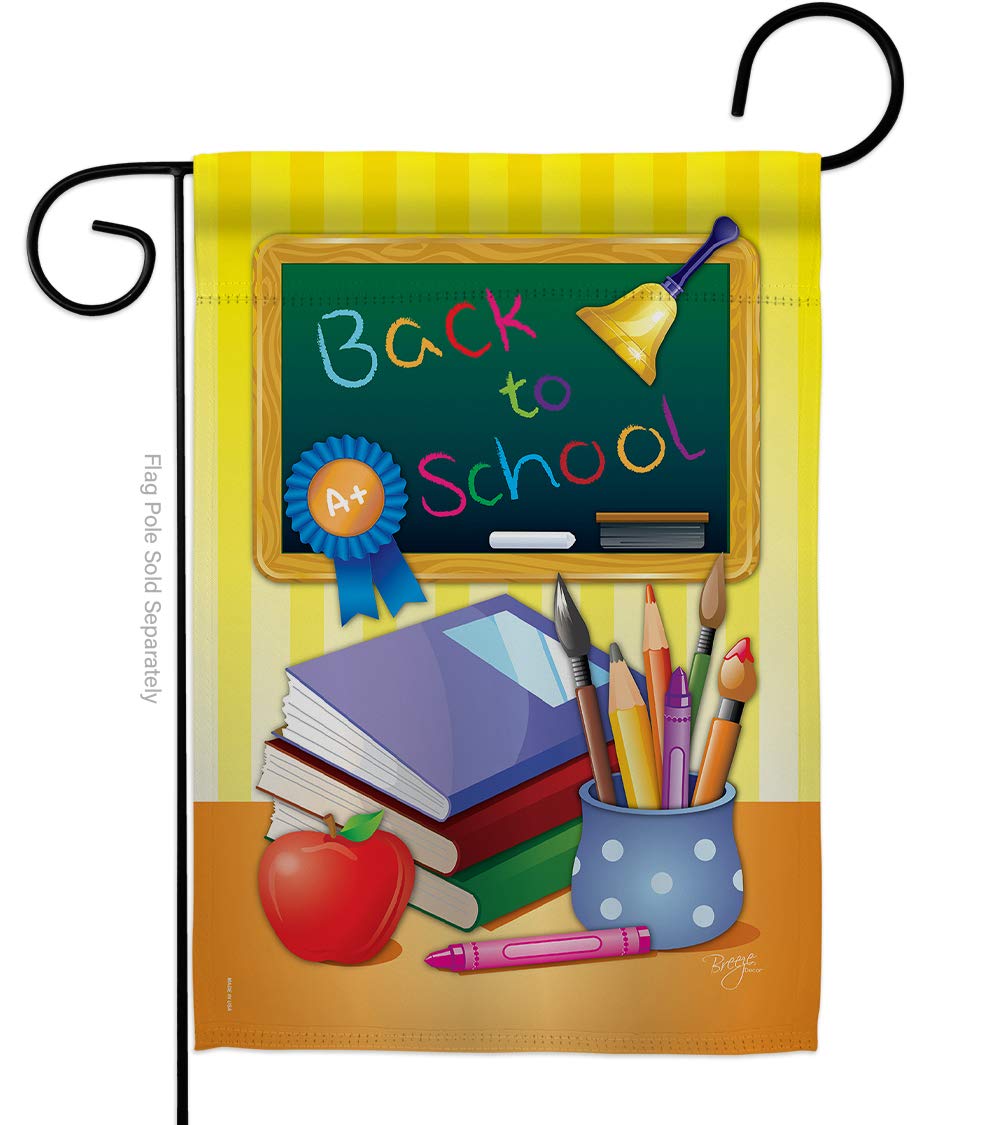 Back to School Garden Flag - Double Sided 13x18.5 Inch Decorative Yard Banner for Teachers, Students & Classrooms | First Day of School Supplies, Teacher Appreciation Gift | Perfect for Front Yard, School Events & Home Decor