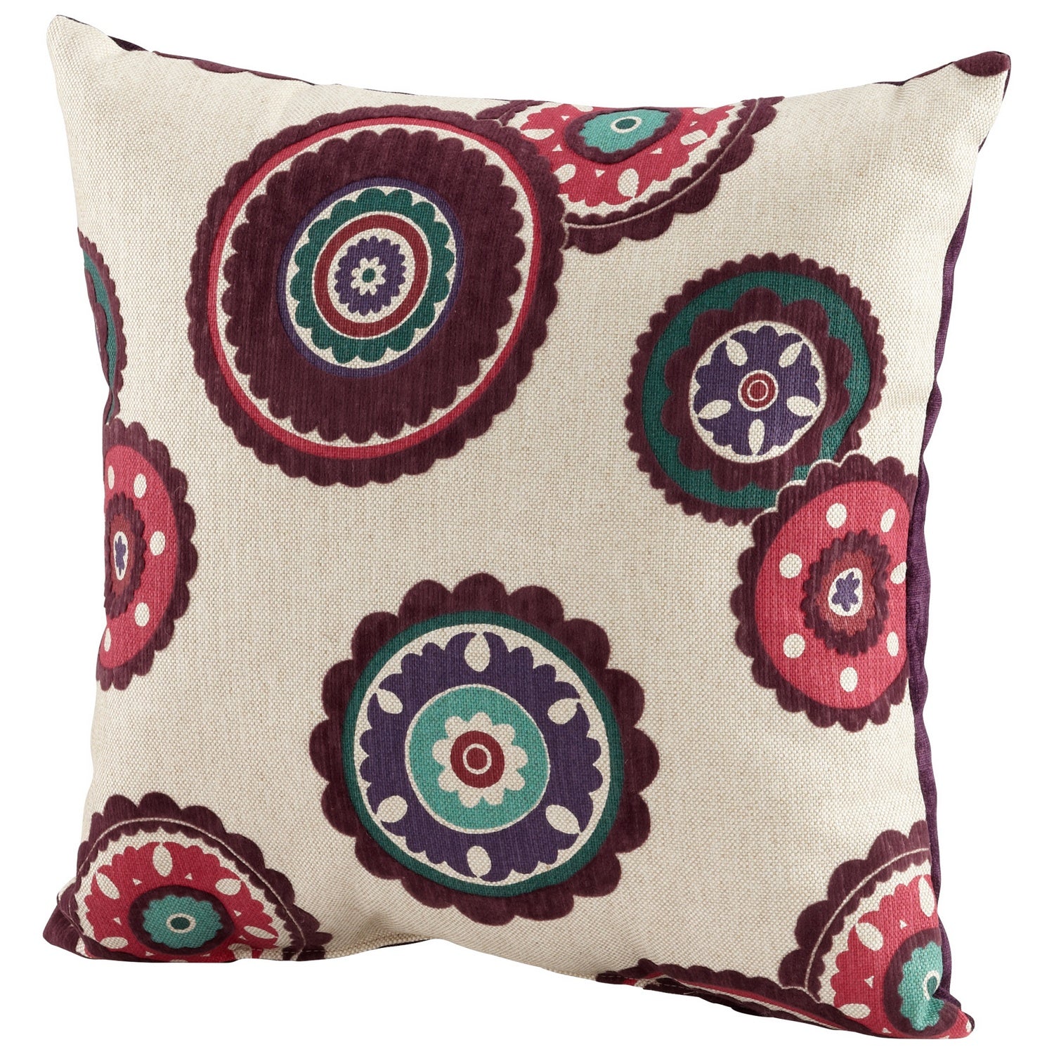 Cyan Design 06525 Peony Pillow - Fuschia and White Decorative Throw Pillow for Sofa, Bed, Living Room, Home Decor